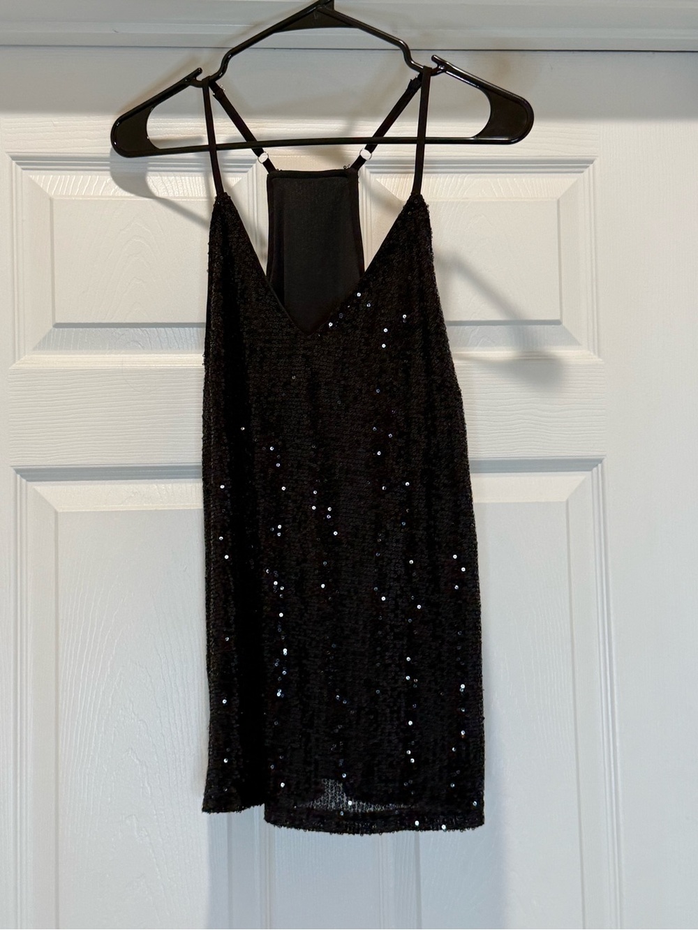 Black Sequin Camisole Dressy Tank Top Size Large